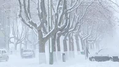 实拍冬日城市下雪素材视频的预览图